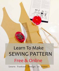 the sewing pattern is shown with scissors and other items to make it look like an apron