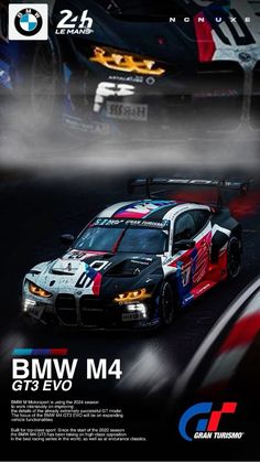 the bmw m4 is shown in this advertisement