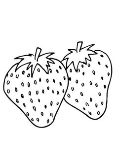 two strawberries are shown in black and white, one is drawn with the help of a marker