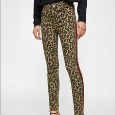 Animal Print Everything Please. From Zara’s Premium Denim Collection, Slim Fit, Skinny Leg, And Mid Rise. These Animal Print Skinny Jeans Are Stepped Up With A Fun Maroon Stripe Up The Side. Size 2, European 34. Never Worn. Trendy Stretch Brown Jeans, Trendy Brown Stretch Jeans, Leopard Print Jeans For Fall, Trendy Fitted Brown Jeans, Fitted Leopard Print Jeans For Fall, Casual Leopard Print Jeans For Fall, Zara Fitted Jeans For Fall, Zara Stretch Jeans For Fall, Zara Brand