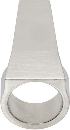 Ring in brushed silver-tone brass. Logo engraved at back face. Supplier color: Palladio Modern Silver Rings With Brushed Finish, Modern Engraved Ring With Polished Finish, Rick Owens Jewelry, Tactical Gear, Rick Owens, Trunk, Jewelry Watches, Mens Jewelry, Silver Tone