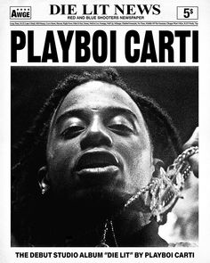 a black and white photo of a man with his eyes closed on the cover of a playboi cart