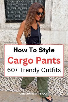 Women Green Cargo Pants Outfit, Loose Cargo Pants Outfit Women, 2024 Cargo Pants Outfit, Dressing Up Cargo Pants, Colored Cargo Pants Outfit, Concert Outfit With Cargo Pants, Summer Outfits With Cargo Pants, Green Wide Leg Cargo Pants Outfit, Wide Legged Cargo Pants Outfit