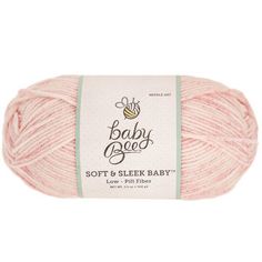 baby bee soft & sleek baby yarn in pink, with the label for it's product