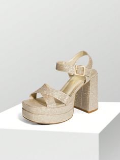 Women Platform High Heeled Sandals Square Open Toe Ankle Strap High Heeled Sandals For Party Graduation Prom Gold Fashionable     Ankle Strap   Women Shoes, size features are:Bust: ,Length: ,Sleeve Length: Prom Gold, High Heeled Sandals, Ankle Strap High Heels, Platform High Heels, Kids Beachwear, Heeled Sandals, High Heel Sandals, Womens Heels, Graduation Party