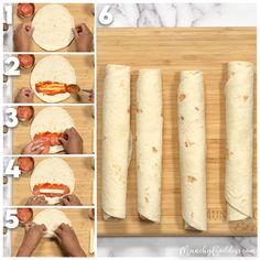 how to make homemade burritos on a cutting board with instructions for making them