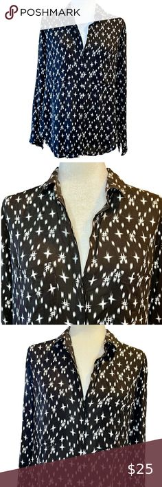 Anthropologie Cloth & Stone celestial button blouse, black and white, si… Date Night In, Button Blouse, Starry Sky, Blouse Black, Anthropologie, Black And White, Stone, Outfit Inspo, Plus Fashion