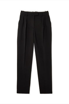 Tapered High Waist Suit Pants High-waisted Dress Pants With Belt Loops For Work, Chic Career Pants With Welt Pockets, Chic High-waist Business Pantsuit, Chic High Waist Business Pantsuit, Chic High Waist Pantsuit For Business, High-waisted Pantsuit With Belt Loops For Work, Tailored High Waist Pantsuit For Workwear, Tailored High Waist Pantsuit With Belt Loops, Chic High Waist Pantsuit With Belt Loops