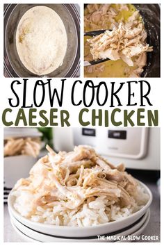 this slow cooker casserole is made with chicken and rice in the crock pot