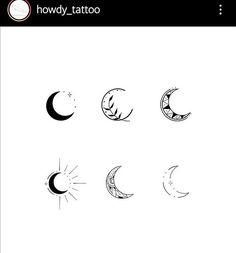 the moon and crescent tattoo designs are shown in this screenshote screen shot, which shows