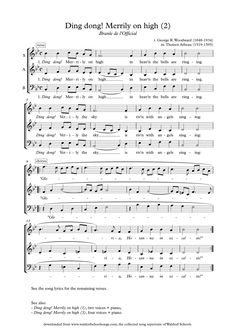 sheet music with the words ding dong merry on high 2