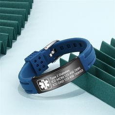 Our Custom Medical Bracelet is a powerful tool designed to help ensure your safety during emergency situations. Made from high-quality materials and fully customizable, this bracelet ensures that your critical medical information is always on hand when you need it most. Our Medical Bracelet is designed to be highly visible and easily identified by first responders, medical professionals, and emergency personnel. This helps ensure that you receive the proper care and treatment you need, even if you're unable to communicate your medical history. The key selling point of our Custom Medical Bracelet is the ability to customize it to your unique needs. You can include critical information, such as your allergies, medical conditions, and emergency contact information. Additionally, you can perso Emergency Bracelet, Gifts For Diabetics, Medical Alert Bracelet, Customised Bracelets, Best Friend Bracelets, Best Boyfriend Gifts, Medical Id Bracelets, Medic Alert Bracelets, Medical Bracelet