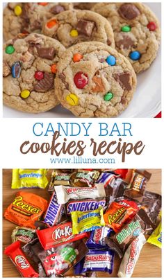 candy bar cookies recipe with chocolate chips and candies