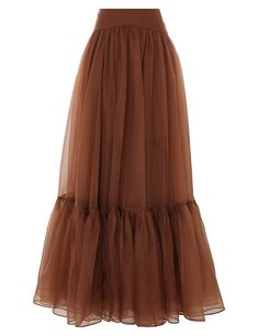 The Natura Gathered Skirt in Toffee from our Spring 2024 Collection, Natura. A full length silk organza skirt featuring a heavily gathered waist and centre back zip. Long Gathered Skirt, English Wears, Corporate Wardrobe, How To Style A Maxi Dress, Design Your Own Shoes, Sick Clothes, Sew Dress, Chocolate Dishes