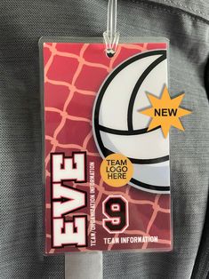 a tag that says save with a volleyball ball on it