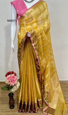 1.THIS IS BEAUTIFUL SOFT ZARI  Kota SILK SARI WITH PAITHANI MEENAKARI WEAVING BORDER WITH RUNNING BLOUSE PIECE 2.THIS SARI IS 5.5 MT LENGTH  3.THIS IS A VERY ELEGANT LOOKING SARI FOR ALL OCCASIONS LIKE WEDDINGS AND OTHER FORMAL EVENTS  4.FALL N PICO IS COMPLIMENTARY  5.BLOUSE CAN BE MADE AS PER THE REQUIREMENTS OF THE CLIENTS WITH PROPER MEASUREMENTS.STICHING CHARGES WILL BE EXTRA  6.PlZ CHECK THE AVAILABILITY OF THE SARI BEFORE PLACING THE ORDER Yellow Unstitched Meenakari Saree, Transitional Paithani Silk Blouse Piece, Navratri Silk Blouse With Meenakari Details, Silk Blouse Piece With Meenakari For Navratri, Designer Paithani Silk Saree With Meenakari, Chanderi Saree Blouse Piece With Meenakari, Silk Saree Blouse Piece With Meenakari, Silk Blouse Piece With Meenakari For Saree, Festive Yellow Meenakari Saree