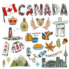 the canadian symbols and their meanings are drawn in this hand - drawn doodle style