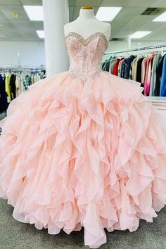 Pink Lace Beaded Long A-Line Ball Gown Pink Sweet Sixteen Dresses, Pink Sweet Sixteen, Ball Gown Sweet 16, Corset Ball Gowns, Sweet 16 Dress, Vestidos Color Rosa, 16 Dress, Sweet 16 Dresses, Junior Bridesmaid