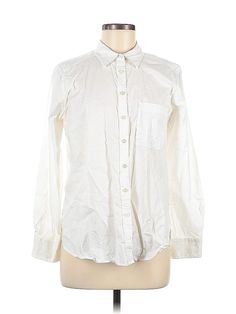 Ann Taylor LOFT Long Sleeve Button Down Shirt Size: Medium Tops - used. 45% COTTON, 55% MODAL | Ann Taylor LOFT Long Sleeve Button Down Shirt: Ivory Tops - Size Medium Affordable Calvin Klein Long Sleeve Blouse, Ivory Tops, Ann Taylor Loft, Ann Taylor, Button Downs, Long Sleeve Tops, Button Down Shirt, Women Handbags, Loft