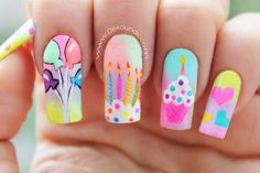 Happy Birthday Nail Art, Birthday Nail Art, Split Nails, Birthday Nail Designs, Birthday Nail, Nail Art Images, Nails For Kids, Art Youtube, Easter Nails