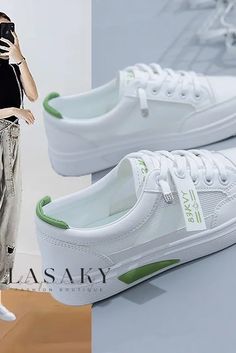 Lasaky - Premium Canvas Low-Top Shoes featuring Breathable Soles for Casual Comfort Casual Green Walking Shoes With Non-slip Sole, Casual Green Non-slip Walking Shoes, White Round Toe Canvas Shoes For Outdoor, White Canvas Shoes With Round Toe For Outdoor, Flat Synthetic Canvas Shoes With White Sole, Casual White Closed Toe Walking Shoes, Flat Synthetic Canvas Shoes With Rubber Sole, Casual Synthetic Closed Toe Sneakers, Green Non-slip Walking Shoes With Round Toe