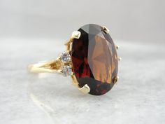 Classic Cocktail Ring with Fine Hessonite Garnet 1D4DE3-N Sterling Silver Garnet Ring, Garnet Engagement Ring, Classic Cocktail, Hessonite Garnet, Gold Diamond Jewelry, Dark Orange, Fire Engine, Classic Cocktails, Garnet Rings