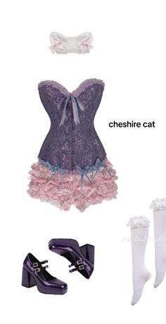 a corset and shoes are shown in this image, with the caption'cheesie cat '