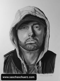 a drawing of a man wearing a hoodie and looking at the camera with a serious look on his face