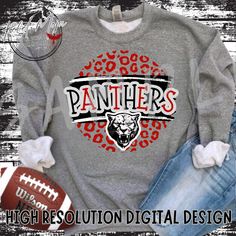 a sweatshirt with the word panther's on it and an image of a football