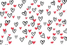 hearts drawn in black and red on a white background