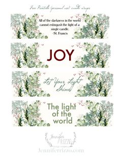 joy is the light of the world on this christmas card with an image of trees and holly