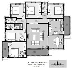 the floor plan for an apartment with three bedroom and two bathroom areas, including one living room