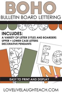 an advertisement for boho bulletin board lettering