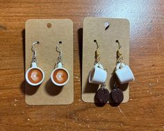 Super cute Coffee Earrings, perfect for any coffee lover.  These are acrylic plastic, and put together by me. Mocha Pot, Coffee Earrings, Coffee Earring, Wire Jewelry Designs, Cute Coffee, Acrylic Plastic, Wedding Jewelry Earrings, Put Together, Wedding Earrings