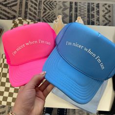 Neon pink or cool blue trucker hat mesh back foam Trucker Hat Vinyl, Vinyl Trucker Hats, Trucker Hat Sayings, Funny Trucker Hats For Women, Trucker Hat Designs, Hot Pink Hat, Miss Behave, Funny Trucker Hat, Pink Trucker Hat