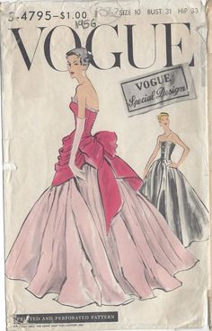 an old fashion magazine cover with a woman in a pink dress on the front and side