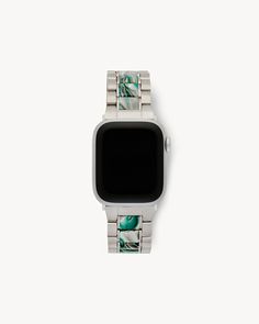 Masculine style with a MACHETE twist. The Boyfriend Apple Watch Band features a one-of-a-kind band made from stainless steel and fine Italian acetate. Includes an adaptable connector to fit any Apple watch face size. Modern Adjustable Watch Bands With Polished Finish, Outdoor Durable Silver Watch Bands, Timeless Stainless Steel Bracelet Apple Watch Band, Modern Adjustable Watch Extender, Modern Green Stainless Steel Watch Accessories, Modern Green Watch With Bracelet Strap, Timeless Stainless Steel Bracelet Strap Apple Watch Band, Modern Green Rectangular Apple Watch Band, Silver Polished Stainless Steel Apple Watch Band