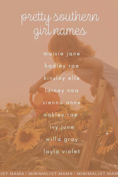 Searching for pretty names and love the feel of Southern girl names? Then you'll love this hand-picked list of Southern baby girl names - from totally cute baby names for girls to more unique girl names and rare baby names - ALL of these modern baby names are pretty, girly and sweet! SAVE to your name inspiration or unique baby names board for later!