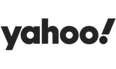 the yahoo logo is shown in black and white