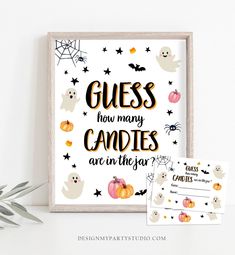 a halloween printable with the words guess how many candies are in the air