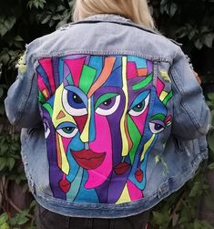 Jeans Jacket Design, Clothing Art, Needle Embroidery, Punch Needle Embroidery, Denim Diy, Painted Clothes