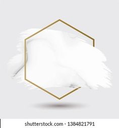 an abstract white and gold background with a hexagonal frame on the bottom corner