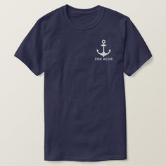 Personalized Blue Anchor Nautical Embroidered T-Shirt Short Wedding Dress Beach, Anchor Shirts, Blue Anchor, Tshirt Men, Spirit Wear, Dress Beach, Nautical Fashion, Embroidered Tshirt, Mens Fashion Shoes