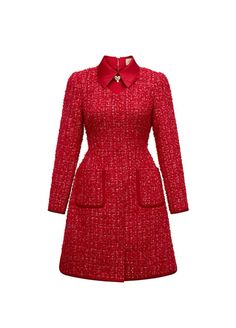 Tweed Dress Outfit Classy, Poised Woman, Tweed Dress Outfit, Red Winter Dresses, Ladies Aesthetic, Red Tweed Dress, Tweed Outfits, Red Dress Fashion, Red A Line Dress