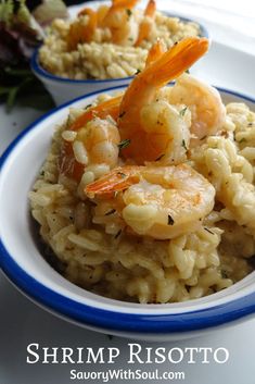 shrimp and rice with carrots in a bowl