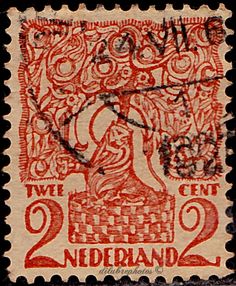 an old postage stamp with the image of a woman holding a tree in her hands