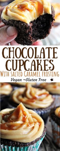 chocolate cupcakes with salted caramel frosting are the perfect treat for fall