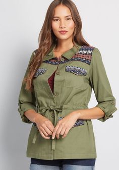 Sites-modcloth-Site | ModCloth Womens Anorak Jacket, Form Fitting Clothes, Cotton Twill Jacket, Reversible Coat, Twill Jacket, Floral Blazer, Cotton Blazer, Knit Blazer, Anorak Jacket