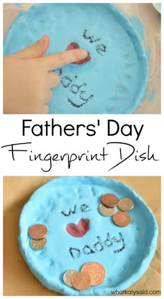 father's day fingerprint dish for kids to make with coins and paper plates