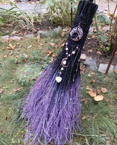 Loving the sweet little witches broom! The purple is perfection and the charms just really magnify the energy of this one! Witchcraft Ideas, Celtic Protection, Black Matte Paint, Witch Brooms, Witchcraft Tools, Salem Halloween, Magic Decor, Herbal Witch, Halloween Brooms